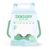 Glo Pals light-blue and green packaging box for a Sensory Play Jar with soft-touch handles.