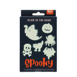 Packaging for Rex London Spooky glow-in-the-dark creatures set featuring Halloween-themed shapes.