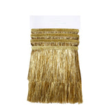 Packaging display for Meri Meri Gold Tinsel Fringe Garland wrapped on a card.
