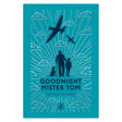 Book cover for 'Goodnight Mister Tom' showing silhouettes of a man, boy, dog, and flying airplanes.