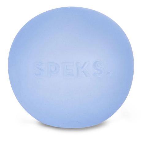 Light blue stress ball with the word "SPEKS" embossed on its surface. The round shape and soft color create a calm and soothing appearance.