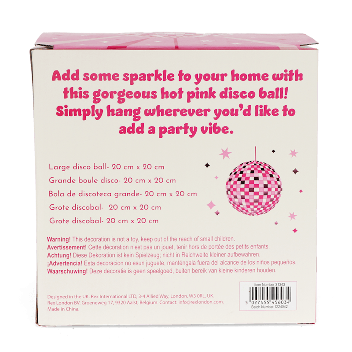 Hanging Disco Ball 20cm (Pink)