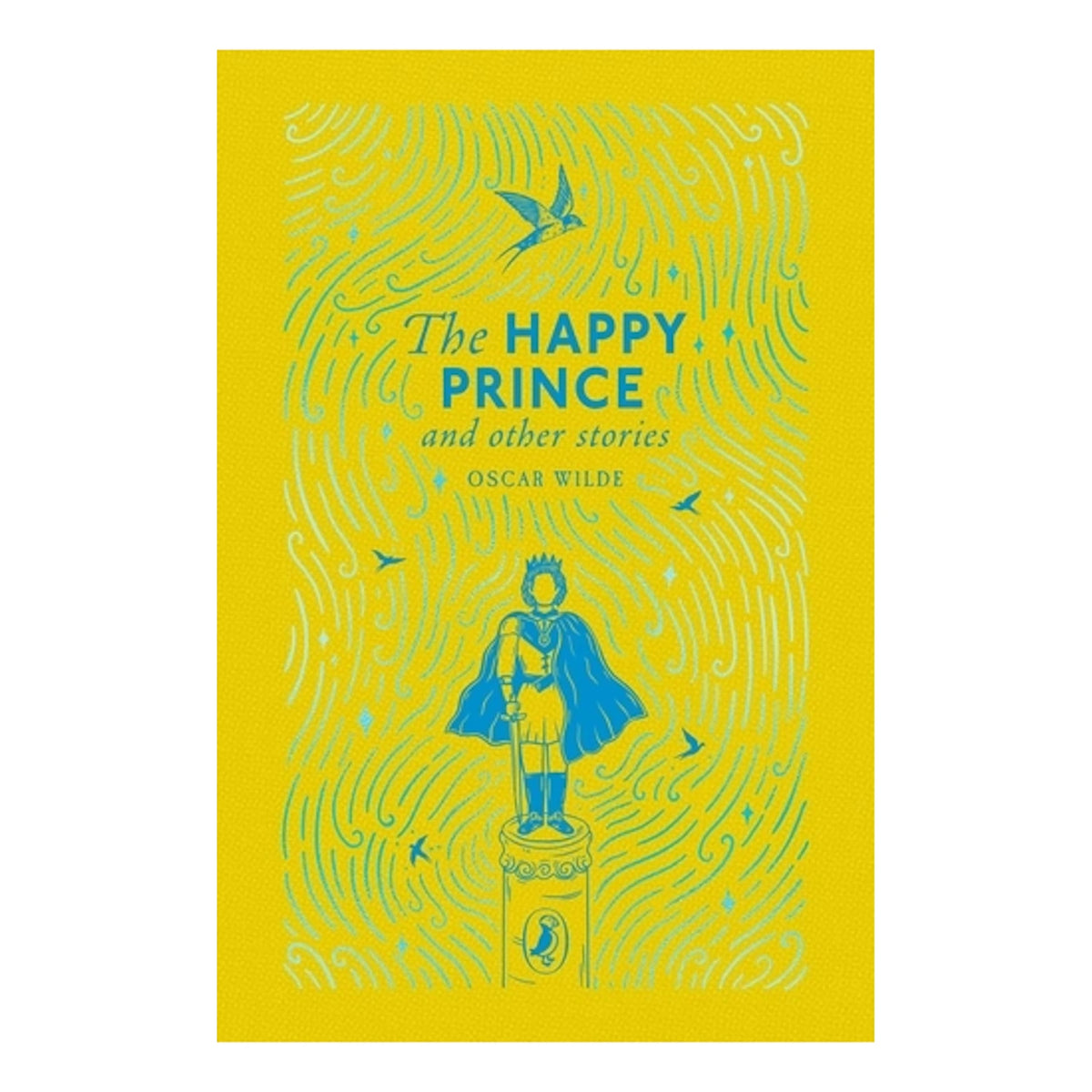 Book cover for 'The Happy Prince and Other Stories' showing a prince statue surrounded by flying birds.