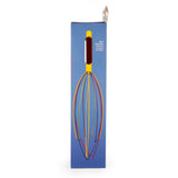 Packaging of a head massager on a blue box. The tool has a yellow handle and multicolored flexible wires. Text reads "Head massager comes in a variety of colors."