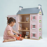 Chimney stacks lifted to remove the roof panels of the Heather Hall dolls house