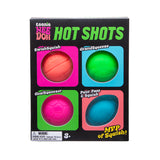 Teenie NeeDoh Hot Shots 4-pack squishy fidget toys featuring basketball, baseball, soccer, and football sports ball designs.