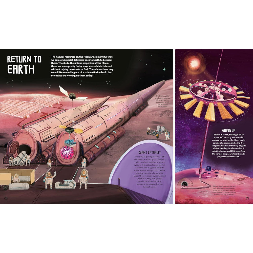 A fun and informative picture book that explores the challenges of space travel and lunar life, blending facts with imaginative storytelling.