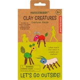 Huckleberry Clay Creatures packaging showing a DIY craft kit for kids to make clay animals with nature-found objects.