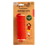 Huckleberry adjustable red skipping rope in brown cardboard packaging by Kikkerland.