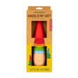 Huckleberry Where Is My Hat game by Kikkerland in cardboard packaging with stacked colorful wooden hats.