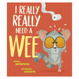 Book cover showing an anxious bushbaby holding its legs together under unrolling toilet paper.