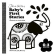 Jane Foster's Baby's First Stories book cover featuring a high-contrast black and white elephant for infants 0-3 months.