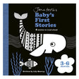 Jane Foster's Baby's First Stories book cover featuring a black and white patterned whale and fish on a black background.