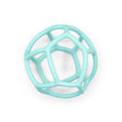 Soft mint green silicone cage sensory ball toy on a plain white background.