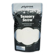 Black pouch of Jellystone Designs Sensory Snow with snowflake details and a clear window showing white snow.
