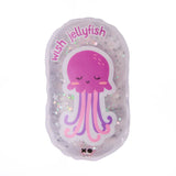 Clear sensory gel pad featuring a pink "wish jellyfish" character surrounded by sparkly glitter.