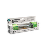 Packaged DIY Calm Down Bottle in dinosaur theme, featuring a transparent tube, green silicone caps, and tiny dinosaur figures inside