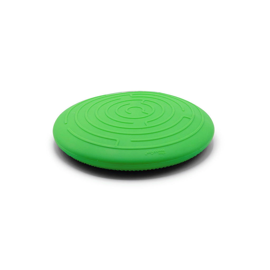 The back of the green sensory peekaboo bag featuring a raised maze design for additional sensory engagement.