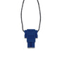 Navy blue silicone robot pendant necklace by Jellystone Designs on a black cord