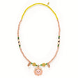 Jungle Collection Deborah beaded necklace with a pink lion charm.