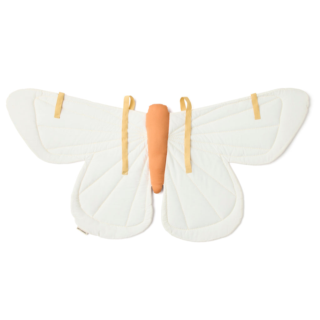 A purple butterfly costume adorned with white spots, showcasing a playful and colorful design for imaginative play.