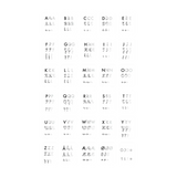 Educational tracing cards showing alphabet letters A-Z, special characters, and numbers in print and cursive styles.
