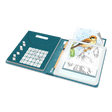 An open drawing pad kit with a light-up tracing tablet showing a bird drawing and a pencil.