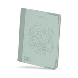 Light green Kidywolf drawing pad featuring a line illustration of a child baking a strawberry tart.