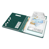 Open green drawing pad folder showing a light-up tracing tablet with a whale illustration and a pencil.