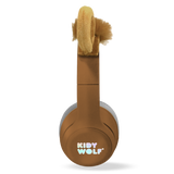 Brown headphones with fluffy bear ears and a soft headband, set against a white background. The ear cups have gray padding, adding a playful, cozy feel.