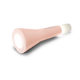 Pink flashlight glowing against a white background. It emits light from both ends, creating a modern, sleek design. The ambiance is minimalist and bright.