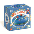 Djeco Animambo steel tongue drum for kids with two mallets in colorful illustrated packaging.