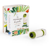 Moulin Roty Le Jardin du Moulin Le Microscope de Poche pocket microscope with botanical gift box side view for kids.