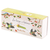Moulin Roty Le Jardin du Moulin La Lampe a Histoires storybook torch in illustrated gift box with birds and cherries.