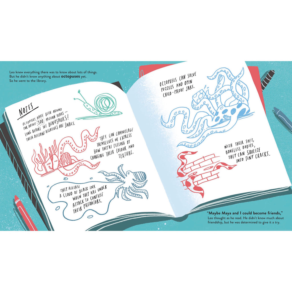 A beautifully illustrated story about a boy named Leo who connects with an octopus at the aquarium, exploring themes of neurodiversity, empathy, and friendship.