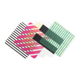 Stack of colorful transparent pattern cards from Les Loufoques mix and match logic game on a white background.