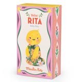 Moulin Roty Les Minouchkas Baby Rita the Duck plush toy illustrated packaging box.