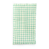 Green grid pattern caravan mattress pad for dollhouse on a white background.