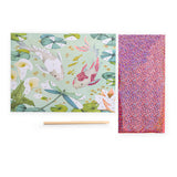 Les Rosalies glitter foil art kit with koi fish board, wooden stylus, and pink glitter sheet.
