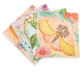 Vibrant greeting cards feature a kaleidoscope of butterflies and flowers. Each card is adorned with intricate patterns, soft pastel colors, and nature themes.