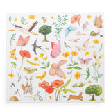 Watercolor butterflies, birds, and forest animals illustration sheet for crafts.
