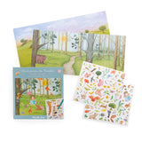 Moulin Roty Les Rosalies transfers activity kit with forest background scenes and animal decal sheets.