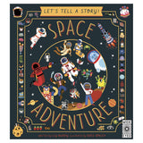 Colorful children's book cover titled "Space Adventure." Features diverse astronauts, aliens, and a rocket in space with playful, imaginative themes.