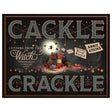 Book cover of Cackle Crackle: Letters from the Witch by Annie Atkins with a house and full moon.