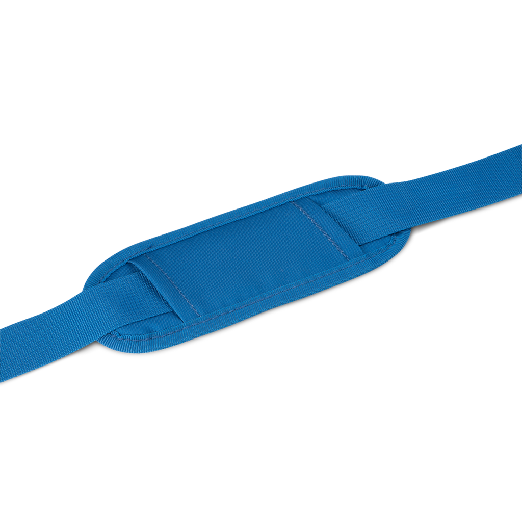 A blue children's bag featuring a rocket design, planets, stars, and an astronaut, perfect for young space enthusiasts in a white background.