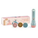 Moulin Roty storybook torch toy set with three projection discs and illustrated box.
