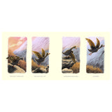 Four-panel illustration from Little Goose's Autumn showing a goose gaining confidence and taking flight over a field.