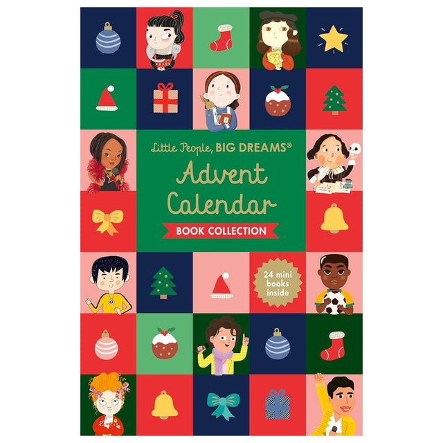 Front view of the colorful cardboard Little People Big Dreams Advent Calendar book collection cover.