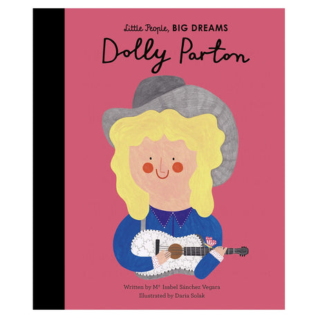 "Little People, BIG DREAMS: Dolly Parton" book cover featuring a cute illustration on pink.
