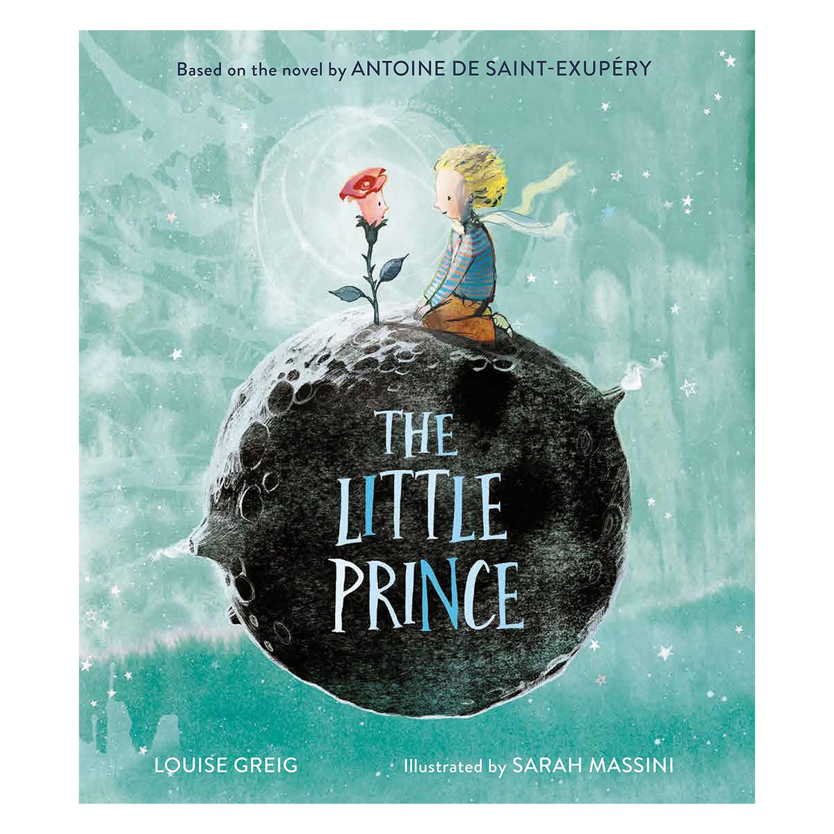 "The Little Prince" book cover featuring the boy and rose on an asteroid.